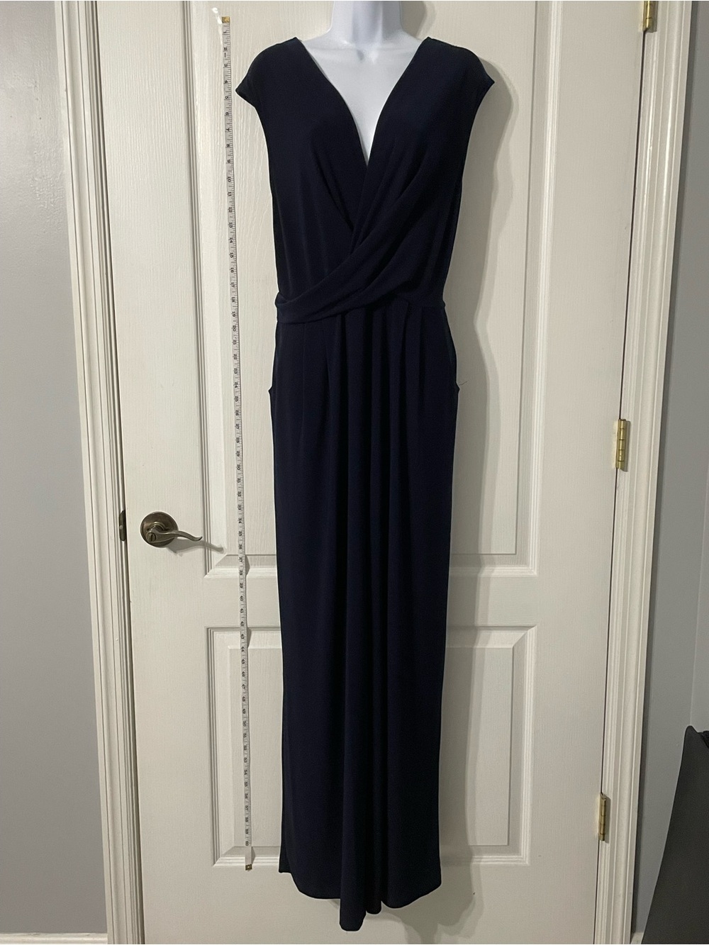 Emma & Michele Navy Wrap-Front Jumpsuit